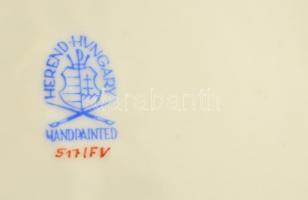 Herendi Indiai kosár mintás mokkás csésze és alj ( 3 db), süteményes tányér ( 2db), kézzel festett, ...