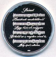 Csontos Attila (?-?) 2016. "Szózat emlékérem" jelzett Ag emlékérem tanúsítvánnyal (10g/0.9...