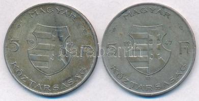 1947. 5Ft Ag "Kossuth" (2x) T:2,2- patina, ph
