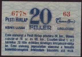 Cca 1920-as évek "Pesti Hírlap" 20f T:I-