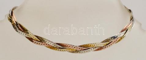 Ezüst(Ag) háromszálas fonott karkötő, jelzett, h: 18,5 cm, nettó: 4,6 g