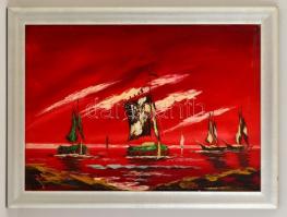 Plesnivy Károly (1930-1984): Tenger. Olaj, vászon, jelzett, keretben, 50×70 cm