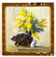 Szentgáli Antalné (?-?): Virágcsendélet. Olaj, vászon, keretben, 60×58 cm