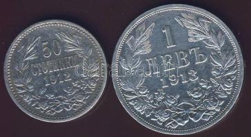 Bulgária 1912. 50s Ag T:2/2+ + 1913. 1L Ag T:2/2-