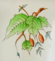 Herendi csipkebogyó mintás füles váza, kézzel festett, jelzett, hibátlan, m: 25 cm