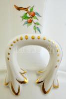 Herendi csipkebogyó mintás füles váza, kézzel festett, jelzett, hibátlan, m: 25 cm