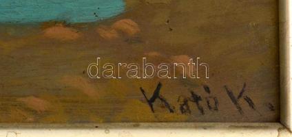 Kató Kálmán (1876-1946): Mosó asszonyok. Olaj, karton, jelzett, keretben, 22×30 cm