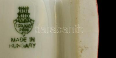 Zsolnay porcelán kulacs, matricás, hibátlan, jelzett, m: 13 cm