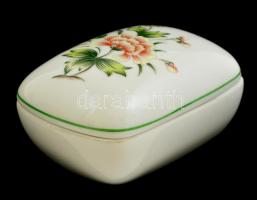 Hollóházi Erika mintás dobozka, matricás, jelzett, hibátlan, 9×6 cm