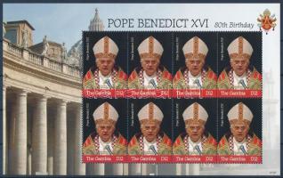XVI. Benedek pápa 80. születésnapja kisív, Pope Benedict XVI.'s 80th birthday minisheet