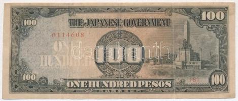Fülöp-szigetek / Japán megszállás 1944. 100P T:III tűly. Philippines / Japanese occupation 1944. 100 Pesos C:needle hole  Krause 112