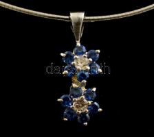 Ezüst(Ag) kígyó nyaklánc, virágos köves függővel, jelzett, h: 49 cm, 2,5x cm, bruttó: 10,8 g