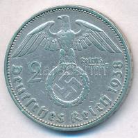 Német Harmadik Birodalom 1938F 2M Ag "Hindenburg" T:2 k. 
German Third Reich 1938F 2 Mark...