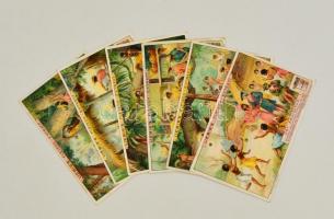 cca 1900 Liebig litho gyűjtőkártya sorozat 6 db / Litho collectors card 6 pieces10x7 cm