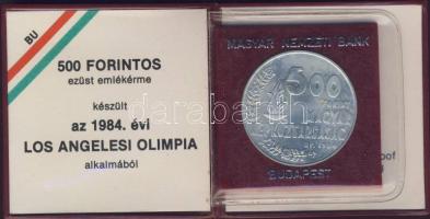 1984. 500Ft Ag "Los Angeles-i Nyári Olimpia" T:BU Csak 8000db! Eredeti tokban, tanúsítvánnyal!