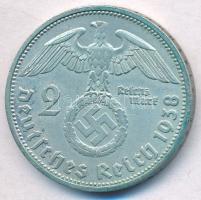 Német Harmadik Birodalom 1938D 2M Ag "Hindenburg" T:1- 
German Third Reich 1938D 2 Mark A...