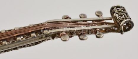 Ezüst(Ag) koboz, filigrán díszítéssel, jelzés nélkül, h: 8 cm, bruttó: 17,4 g