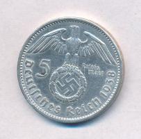 Német Harmadik Birodalom 1938A 5M Ag "Hindenburg" T:1-,2 ph. 
German Third Reich 1938A 5 ...