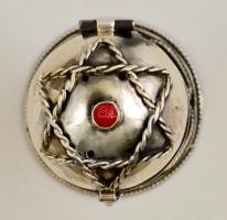 Ezüst(Ag) psumintartó, Dávid-csillaggal, kő berakással,  jelzett, m: 7,5 cm, bruttó: 45,3 g