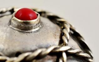 Ezüst(Ag) psumintartó, Dávid-csillaggal, kő berakással,  jelzett, m: 7,5 cm, bruttó: 45,3 g