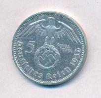 Német Harmadik Birodalom 1936A 5M Ag "Hindenburg" T:1-,2 
German Third Reich 1936A 5 Mark...