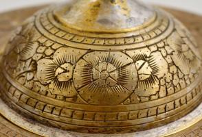 Ezüstözött kaviártartó, szedővel, d: 15,5 cm