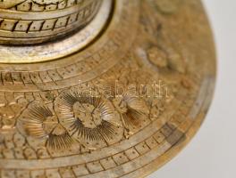 Ezüstözött kaviártartó, szedővel, d: 15,5 cm