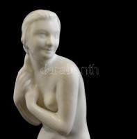 Kisfaludi Stróbl Zsigmond (1884-1975): Fürdés után. fehér mázas kerámia, jelzett, hajszálrepedésekke...