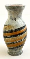 Iparművészeti Vállalatos Gorka Lívia mázas kerámia váza, mázhibával, jelzett, m: 23 cm