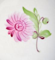 Herendi virágmintás porcelán tányér, 6+6 db, kézzel festett, jelzett, hibátlan, d: 22,5 és 25 cm