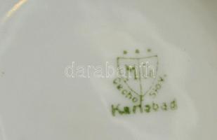 Karlsbad nagy tálca, mokkás kiöntő és 2 db csésze aljjal, matricás, jelzett, hibátlan