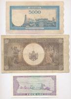 Románia 1945. 5000L + 10.000L + 1966. 10L T:III,III- tűly., szakadás, ragasztás
Romania 1945. 5000 ...