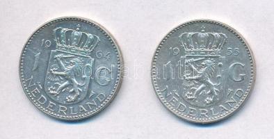 Hollandia 1955-1964. 1G Ag "I. Julianna" (2x) T:1-,2 
Netherlands 1955-1964. 1 Gulden Ag ...