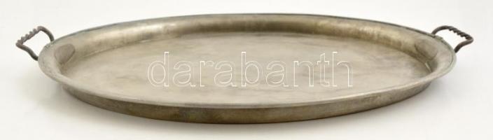 Nagy füles, fém tálca, 34x46 cm