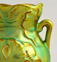 Zsolnay virágmintás eozin mázas váza, jelzett, kis kopásnyomokkal, m: 24 cm