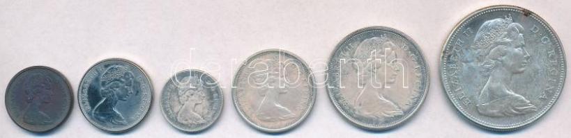 Kanada 1967. 1c Br + 5c Ni + 10c Ag + 25c Ag + 50c Ag + 1$ Ag T:1- patina
Canada 1967. 1 Cent Br + ...