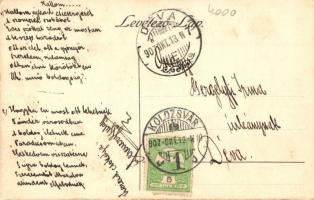 1907 Ferenczy Gyula dombornyomott üdvözlőlapja / Embossed greeting art postcard by Ferenczy Gyula (f...