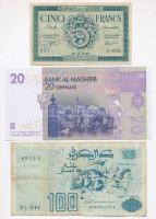 5db-os vegyes algériai és marokkói bankjegy tétel, különböző darabokkal, közte Algéria 1942. 5Fr T:I...
