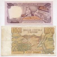 5db-os vegyes algériai és marokkói bankjegy tétel, különböző darabokkal, közte Algéria 1942. 5Fr T:I...