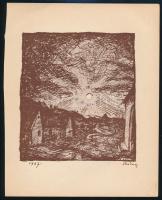 Rudnay Gyula (1878-1957): Holdtölte. Cinkográfia, papír, jelzett a cinkográfián, 14x12 cm