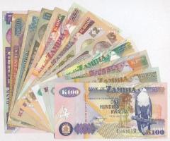 Zambia ~1970-2006. 12db különböző bankjegy T:I-III Zambia ~1970-2006. 12pcs of different banknotes C:UNC-F