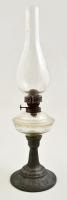 Lampart régi petróleumlámpa, fém-üveg testtel, jelzett, m: 42 cm