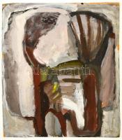 Somlai Vilma (1938-2007): Táj fákkal, olaj, papír, jelzett, 49×43 cm