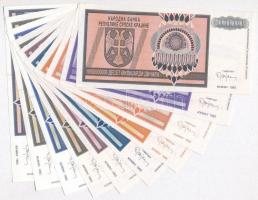 Horvátország / Krajna Szerb Köztársaság 1993. 1.000.000D + 5.000.000D + 10.000.000D + 20.000.000D + ...