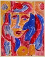 Cs. Németh Miklós (1934-2012): Női fej, akvarell, papír, jelzett, paszpartuban, 47×37 cm