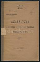 1895 Szabályzat a leltári tárgyak javításának módozatai iránt. Magyar Kir. Államvasutak Igazgatóság. Bp., 1895, Légrády Testvérek, 13 p. Ceruzás aláhúzással, az első oldalon tollas bejegyzéssel.