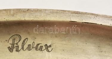 Hacker és Társa 2 db alpakka tálca  gravírozott "Pilvax" és "Máv Takarék" felira...