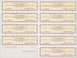 1989. "Dunabank Rt." részvénye 10.000Ft-ról, bélyegzéssekkel, szelvényekkel T:I-