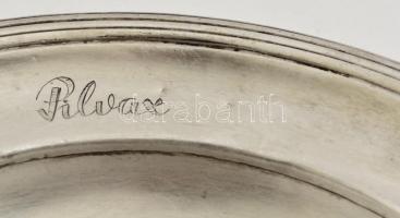 Christofle 2 db alpakka tálca  gravírozott "Pilvax" feliratokkal, karcos, jelzett, d:25 cm...