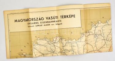 cca 1941 Magyarország vasúti térképe. Szerk. Lykauf Aladár. Bp., Magyar Földrajzi Intézet Rt., jó állapotban, 90x134 cm